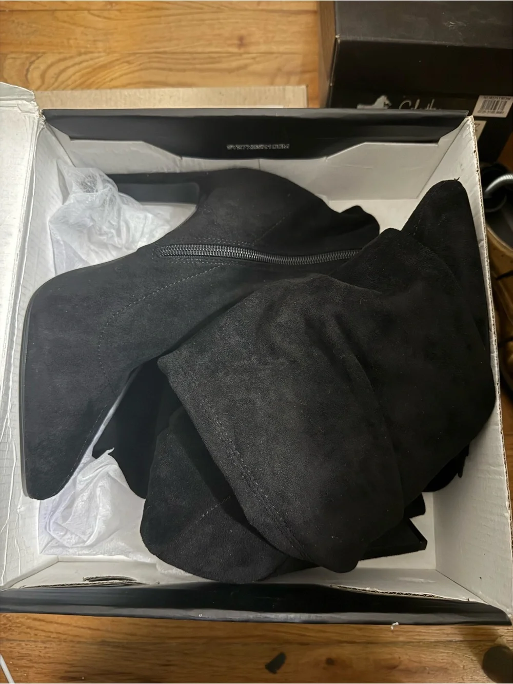 Fashion Nova Black Over-the-Knee Suede Stiletto Boots